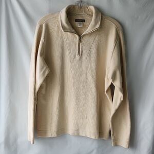 Tommy Bahama Cream Quarter Zip Cotton Sweater Size M